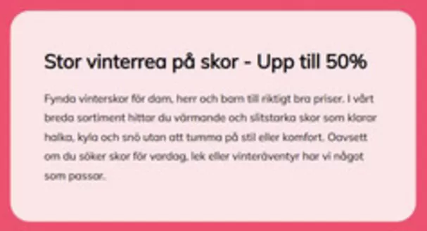 Bergqvist Skor-katalog | Upp till 50%! | 2025-12-24T00:00:00.000Z - 2026-01-07T00:00:00.000Z