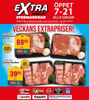 Extra Mjällby Stormarknad-katalog i Bunkeflostrand | Extra Mjällby Stormarknad veckans blad | 2026-02-16T00:00:00.000Z - 2026-02-22T00:00:00.000Z