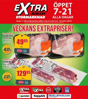 Extra Mjällby Stormarknad-katalog i Trelleborg | Extra Mjällby Stormarknad veckans blad | 2026-03-09T00:00:00.000Z - 2026-03-15T00:00:00.000Z