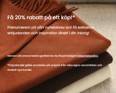 RoyalDesign-katalog i  | Få 20% rabatt på ett köp! | 2026-04-16T00:00:00.000Z - 2026-05-31T00:00:00.000Z