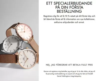 Daniel Wellington-katalog i Fjärås station |  Få 10 % rabatt på ditt första köp! | 2026-04-30T00:00:00.000Z - 2026-06-30T00:00:00.000Z