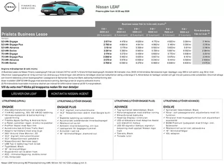Nissan-katalog | LEAF Business Lease Prislista | 2026-07-02T00:00:00.000Z - 2026-09-30T00:00:00.000Z