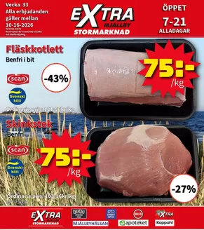 Extra Mjällby Stormarknad-katalog i Härnösand | Extra Mjällby Stormarknad veckans blad | 2026-10-10T00:00:00.000Z - 2026-10-16T00:00:00.000Z