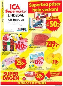 ICA Supermarket-katalog i Vimmerby | Spara nu med våra deals | 2026-09-21T00:00:00.000Z - 2026-10-05T00:00:00.000Z