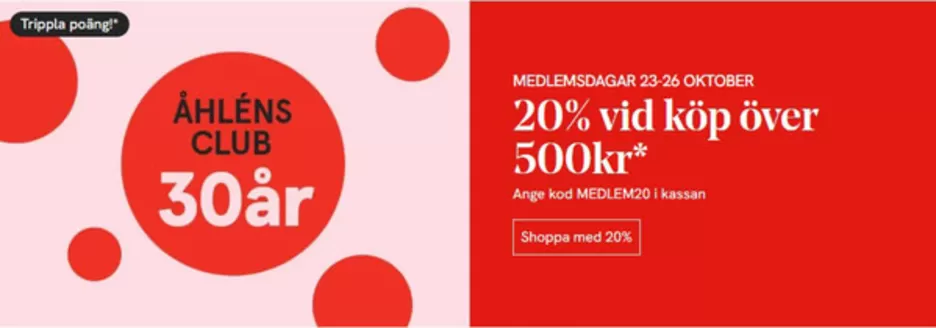 Åhléns-katalog | 20% rabatt! | 2026-10-23T00:00:00.000Z - 2026-10-26T00:00:00.000Z