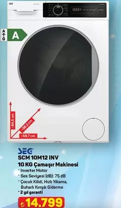 Inverter - SCM 10M12 INV 10 KG Çamaşır Makinesi
