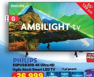 55PUS8309 4K Ultra HD Uydu Alıcılı Smart LED TV