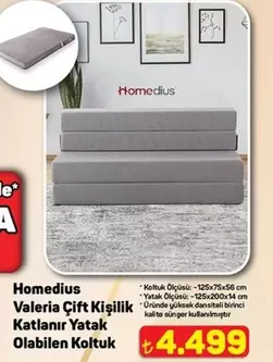 Valeria Çift Kişilik Katlanır Yatak Olabilen Koltuk