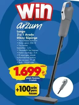 2'si 1 Arada Dikey Süpürge