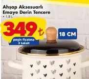 Ahşap Aksesuarlı Emaye Derin Tencere