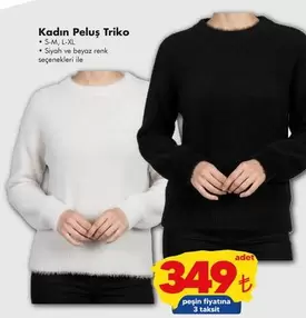 Beyaz - Kadın Peluş Triko