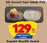 Dik Kenarlı Cam Tabak 4'Lü