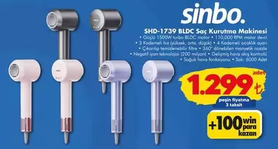 Sinbo - SHD-1739 BLDC Saç Kurutma Makinesi