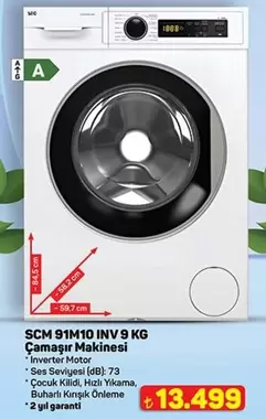 Inverter - SCM 91M10 INV 9 KG Çamaşır Makinesi
