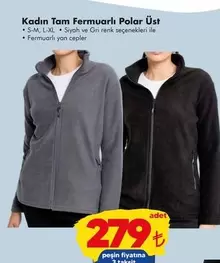 Kadın Tam Fermuarlı Polar Üst
