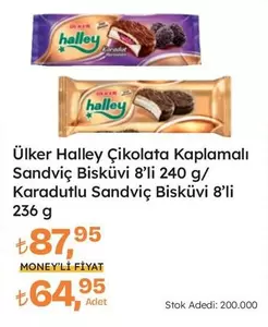 Halley Çikolata Kaplamalı Sandviç Bisküvi 8'li