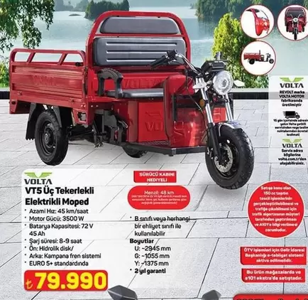 Volta - VT5 Üç Tekerlekli Elektrikli Moped