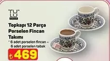Topkapı 12 Parça Porselen Fincan Takımı