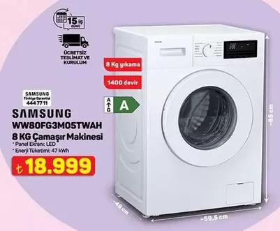 Samsung - WW80FG3M05TWAH 8 KG Çamaşır Makinesi