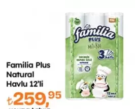 3M - Plus Natural Havlu 12'li