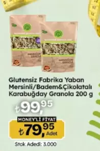 Glutensiz Fabrika Yaban Mersinli/Badem&Çikolatalı Karabuğday Granola