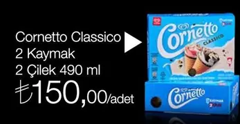 Cornetto Classico 2 Kaymak 2 Çilek