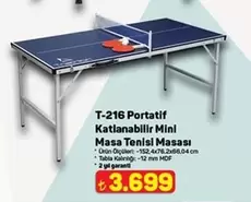 T-216 Portatif Katlanabilir Mini Masa Tenisi Masası