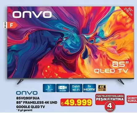 85VQ90F3UA 85" Frameless 4K UHD Google QLED TV