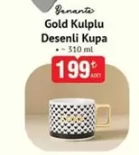 Gold Kulplu Desenli Kupa