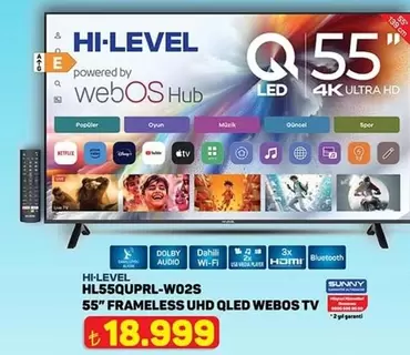 Sunny - 55" Frameless UHD QLED WebOS TV HL55QUQPRL-W02S