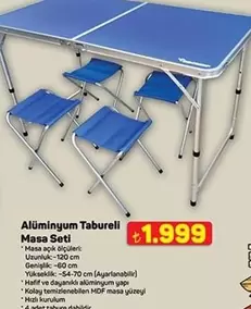 Alüminyum Tabureli Masa Seti
