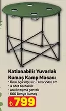 Katlanabilir Yuvarlak Kumaş Kamp Masası