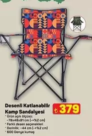 Desenli Katlanabilir Kamp Sandalyesi