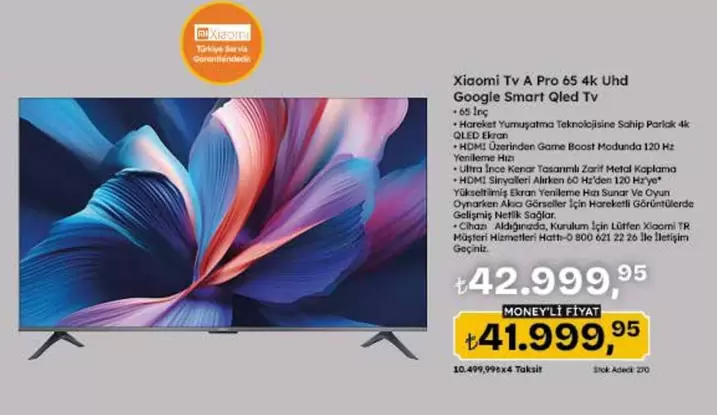 Xiaomi - TV A Pro 65 4K UHD Google Smart QLED TV