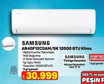 Samsung - AR40F12COAM/SK 12000 BTU Klima