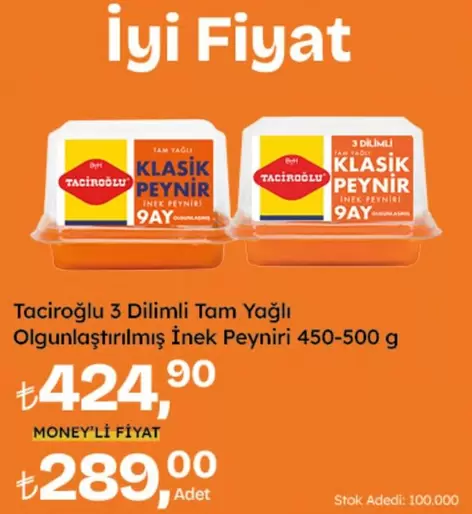 Dilimli Tam Yağlı Olgunlaştırılmış İnek Peyniri