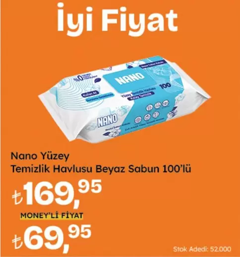 Beyaz - Nano Yüzey Temizlik Havlusu Sabun 100'lü