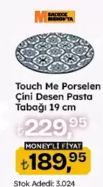 Touch Me Porselen Çini Desen Pasta Tabağı