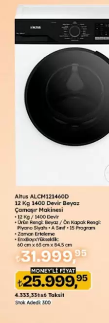 Beyaz - ALCM123460D 12 Kg 1400 Devir  Çamaşır Makinesi