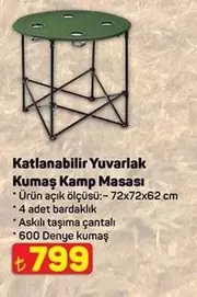 Katlanabilir Yuvarlak Kumaş Kamp Masası