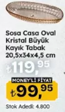 Oval Kristal Büyük Kayık Tabak