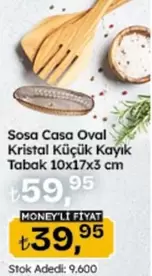 Sosa Casa Oval Kristal Küçük Kayık Tabak 10x17x3 cm