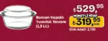Borcam - Kapaklı Yuvarlak Tencere