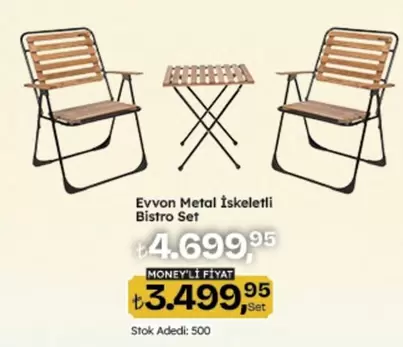 Evvon Metal İskeletli Bistro Set