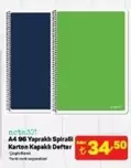 A4 96 Yapraklı Spiralli Karton Kapaklı Defter