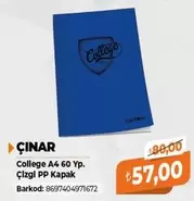 College A4 60 Yp. Çizgl PP Kapak