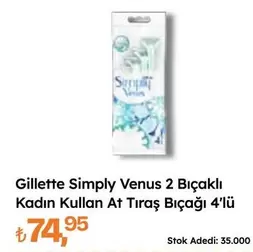 Simply Venus 2 Bıçaklı Kadın Kullan At Tıraş Bıçağı 4'lü