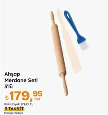 Ahşap Merdane Seti 3'lü