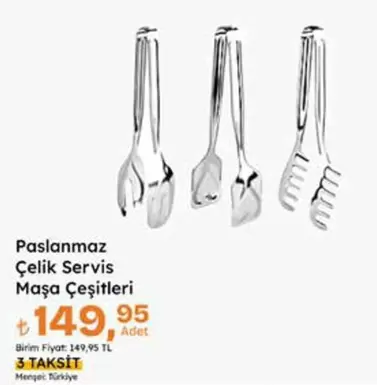Paslanmaz Çelik Servis Maşa Çeşitleri