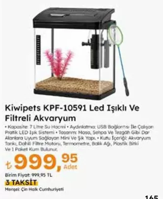 Kiwipets KPF-10591 Led Işıklı Ve Filtreli Akvaryum